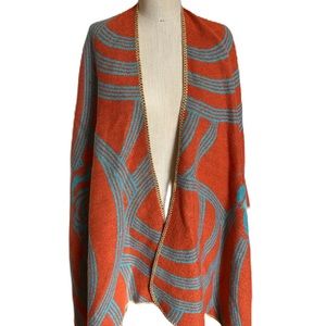 BNWT Riah Fashion Orange and Aqua Poncho./ cardigan. One Size
